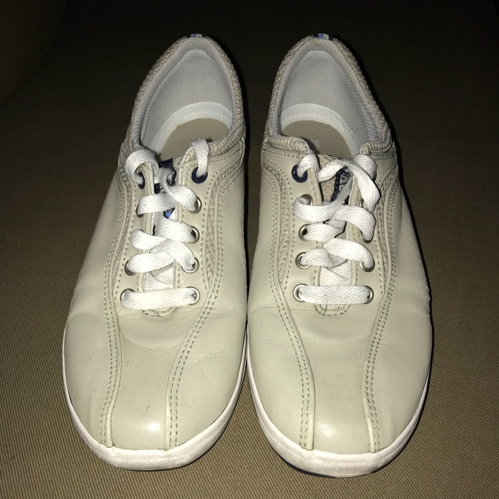 VTG 90s KEDS Beige Leather Sneakers Sz 8 👟